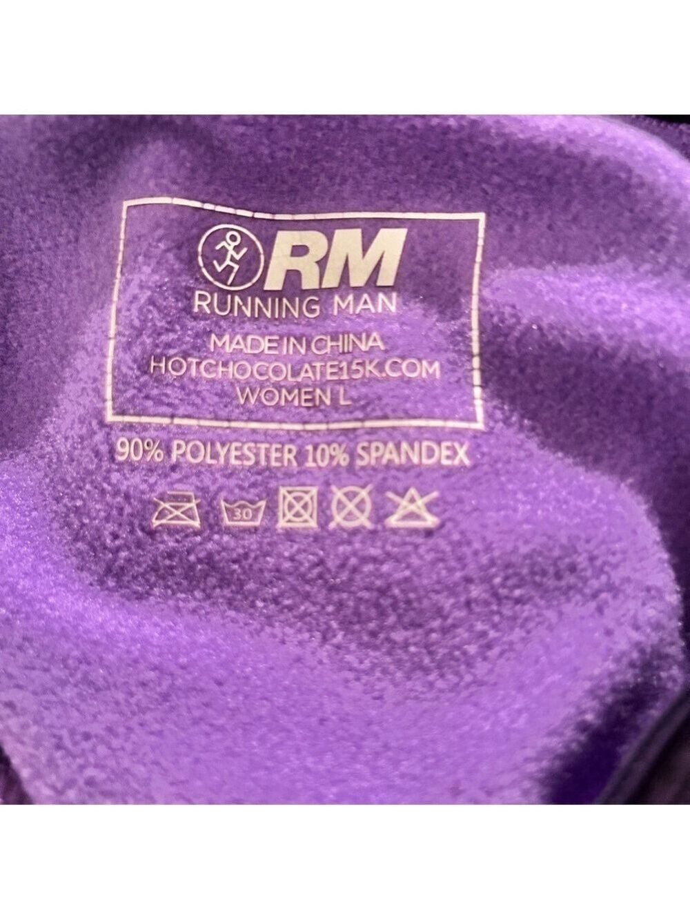 Running Man Purple 1/4 Zip Top Hot Chocolate 15K/5K Long Sleeve Top Size L VGC - Picture 7 of 8